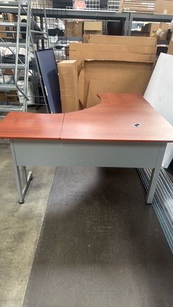L-Shaped Office Desk with Cable Grommet