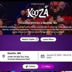 Cirque Du Soleil KOOZA Seattle Feb 1st (2x)