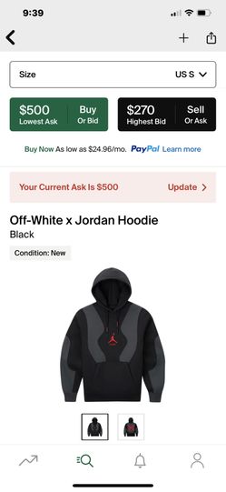 Off -White X Jordan Hoodie Size S