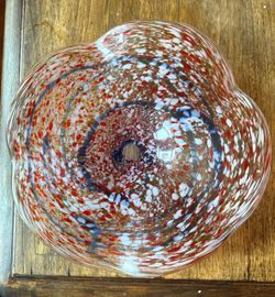 Hand-Blown Art Glass Bowl – Confetti Glass – Red, White & Blue