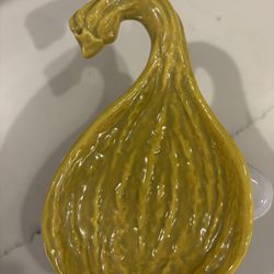 Vintage 1984 ceramic yellow squash spoonrest shaped like a crookneck squash 7”- perfect condition - see photos