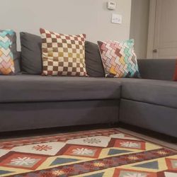 Sleeper sectional,3 seat w/storage, Skiftebo dark gray Sofa