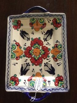 Tray w/Handles 9"x13.75" Authentic Pottery