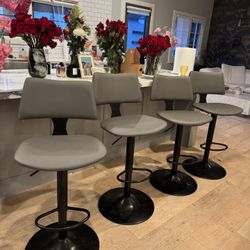 4 Counter Height Bar Stools – Modern Gray Adjustable