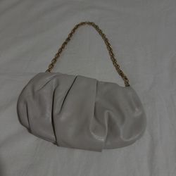 Beige Shoulder Purse With Chain