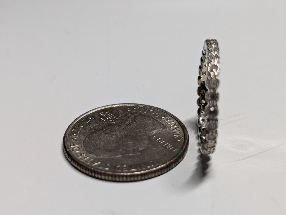 Natural Diamond Eternity Band , Sterling Silver 925