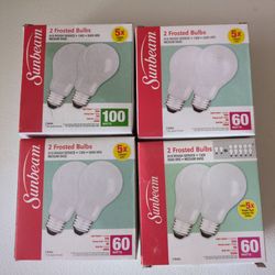Sunbeam 60W and 100W Frosted A19 Light Bulb  - 8 Counts (Not LED)