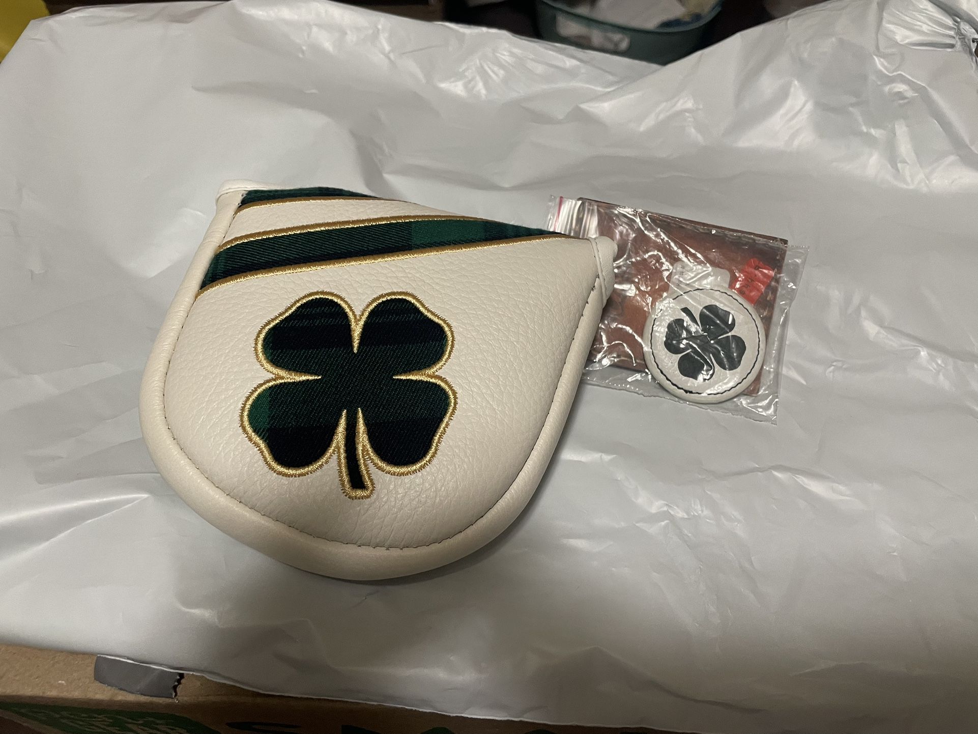 CMC Design Live Lucky White Leather Mallet Putter Headcover ~NEW~