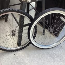 2 Front Bicycle Tires Asking $60. Both