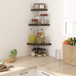 Wall Mount Floating Corner Shelves Set of 3