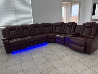 Reclining Sectional Sofa with LED Lights