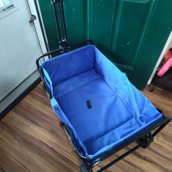 LUXCOL Collapsible Folding Wagon, Heavy Duty Utility Beach Wagon Cart for Sand with Big Wheels, Adju