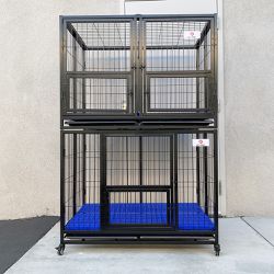 Brand New $350 Set of (2) Stackable Heavy-Duty Dog Cage Crate Kennel 43x30x65 inches 