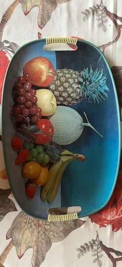 Vintage 18” Mid-century Modern Fruit Motif serving tray