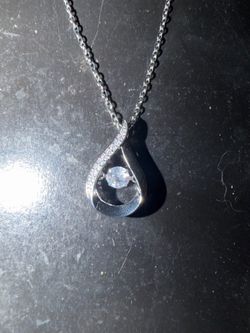 Moissanite Teardrop Pendant Necklace | VVS1 D Color | Silver Tone Chain