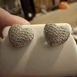 Sterling Silver Moissanite heart earrings