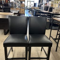 24" Faux Leather Counter Height Chair Set of 2 - Black