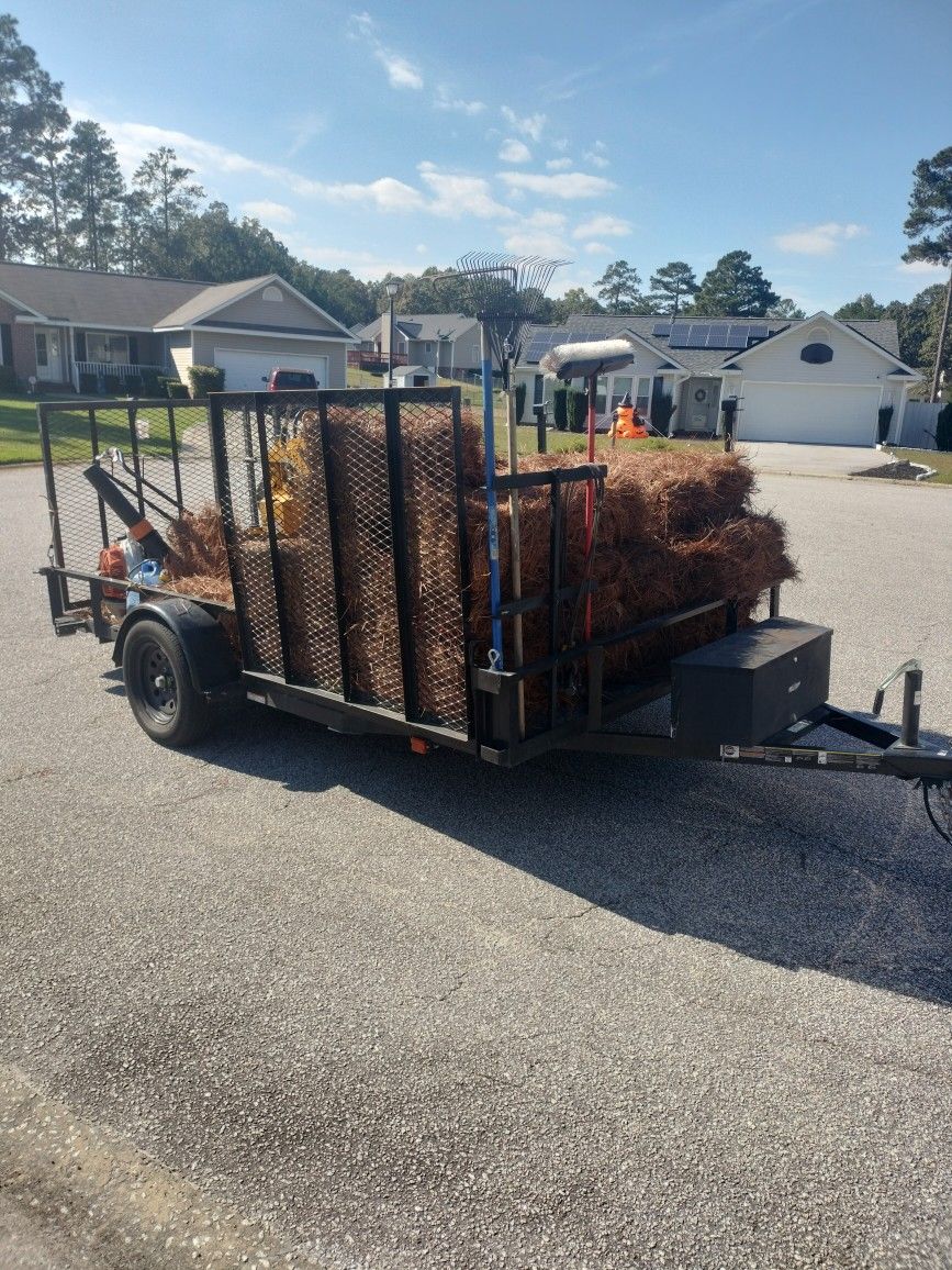 2024 7X12 Utility Trailer With The Rear Ramp Gate And Side Gate 