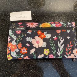 Vera Bradley Lighten Up Pencil Pouch 2-Sided Wallet 5.5x20” NEW