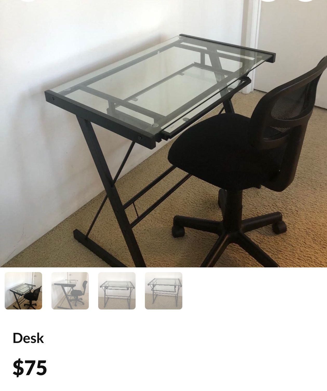 Glass table and chair