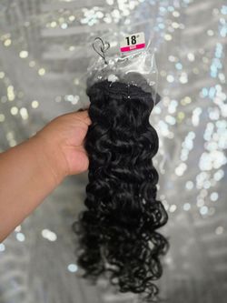 Deep Curly Clip In Human Hair Extensions 120g #1B Black 18 "Human Hair, 8Pcs 20Clips,