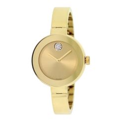 Ladies' Movado Bold® Crystal Gold-Tone Bangle Watch with Gold-Tone Dial 