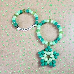 Green Kandi Star Bracelet Set (Handmade)