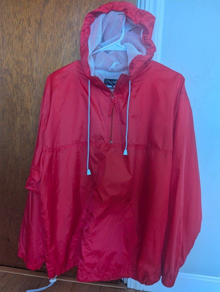 Men's Lightweight Hoodie Raincoat-Red -Large