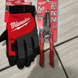 Pliers And  Gloves   Milwaukee  Brand  New  Firm  Price