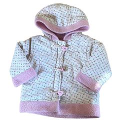 Champion Cream Baby 18M Sweater Jacket Pink Flowers Zip Up Heart Buttons Hoodie