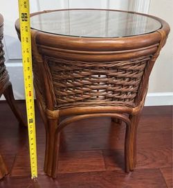 Vintage Rattan & Woven Wicker Accent End Table (Leader’s Casual Furniture) just $45