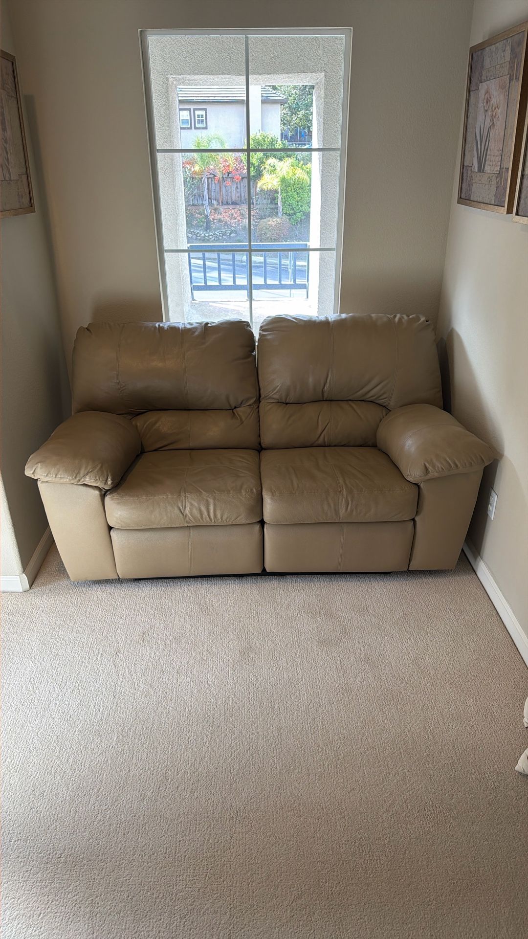 Leather Recliner Seat Tan