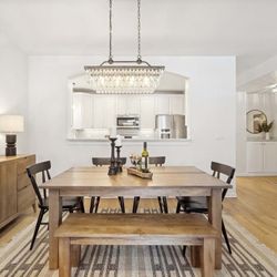 Crate & Barrel Basque 65” Solid Wood Dining Table + Matching Bench – Excellent Condition 