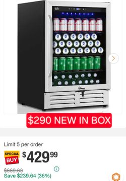 ✨️ Velivi 24 in. 210 (12 oz.) Can Built- in/Freestanding Beverage Cooler Fridge with Adjustable Shelves in Stainless Steel #9804