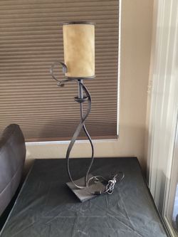 Wrought Iron Table Lamp with Cylinder Shade