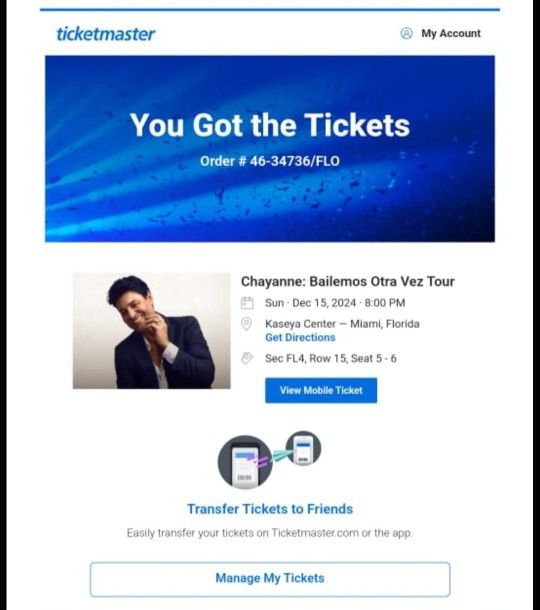 Tickets para Chayanne Miami 15 Dic 2024
