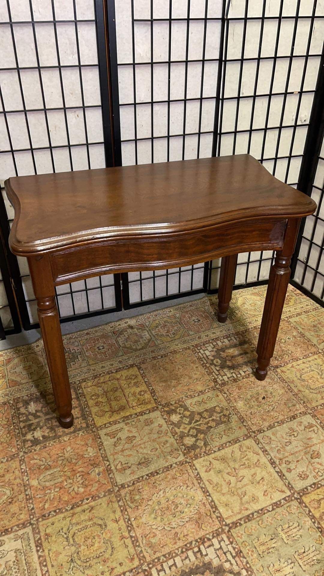 Antique solid wood table with hidden storage 29”h,17.5”d,33”w