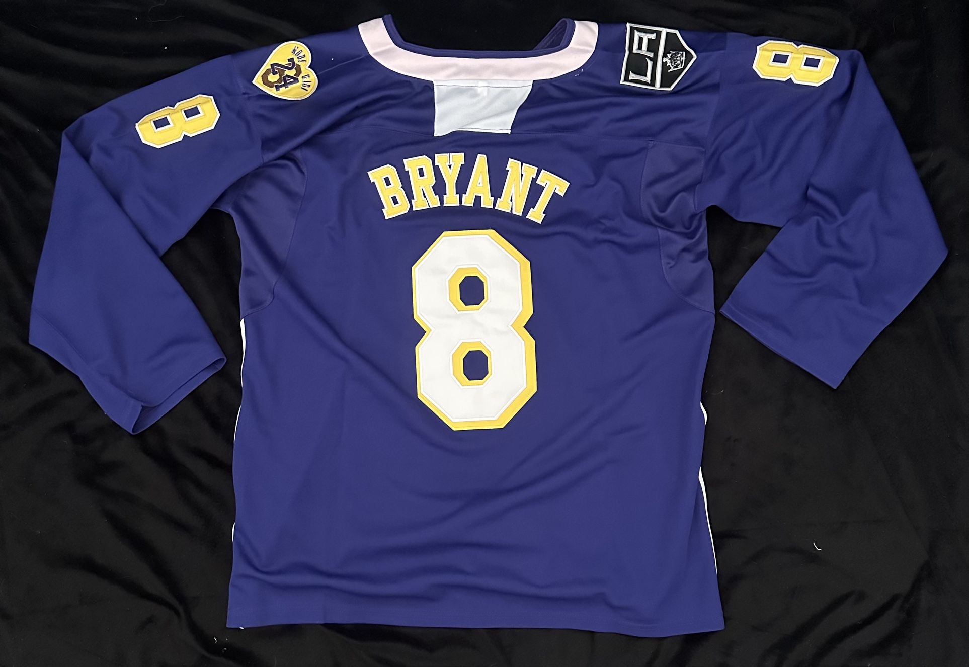 Kobe Bryant #8 / #24 Los Angeles Lakers LA Kings Warm-up Jersey NHL Hockey NBA Basketball Gigi Mashup Purple Gold Forum Blue