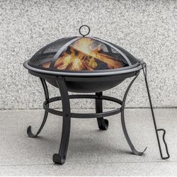 Firepit for Outside Outdoor Small Fire Pit,Durable Firepit with Mesh Lid,Log Grate,and Fire Poker,Fire Pit for Outside Backyard.Deck.Camping and Picni