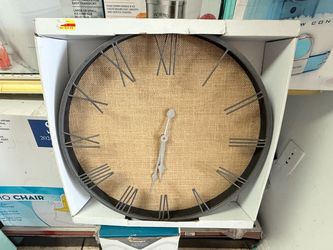 Large Round Wall Clock with Burlap Face