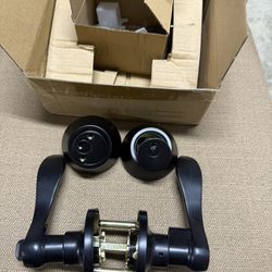 Probrico Entrance Lever + Double Cylinder Deadbolt Set, flat black finish, keyed alike