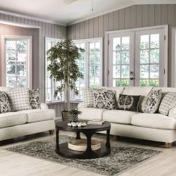 Brand New Super Plush Ivory Sofa & Loveseat (Pillows Included)