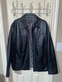 George Black Leather Zip-Up Jacket