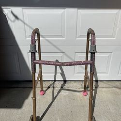 ✨ Custom Bedazzled Walker – Gold & Pink (Functional + Stylish!) ✨