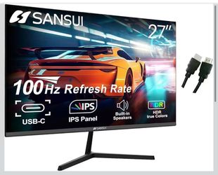 SANSUI Computer Monitors 27 inch 100Hz IPS USB Type-C FHD 1080P HDR10 Built-in Speakers HDMI DP Game RTS/FPS tilt Adjustable for Working and Gaming (E