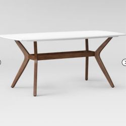 72" Emmond Mid-Century Modern Dining Table White/Brown