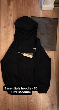 Essentials black hoodie with white letters