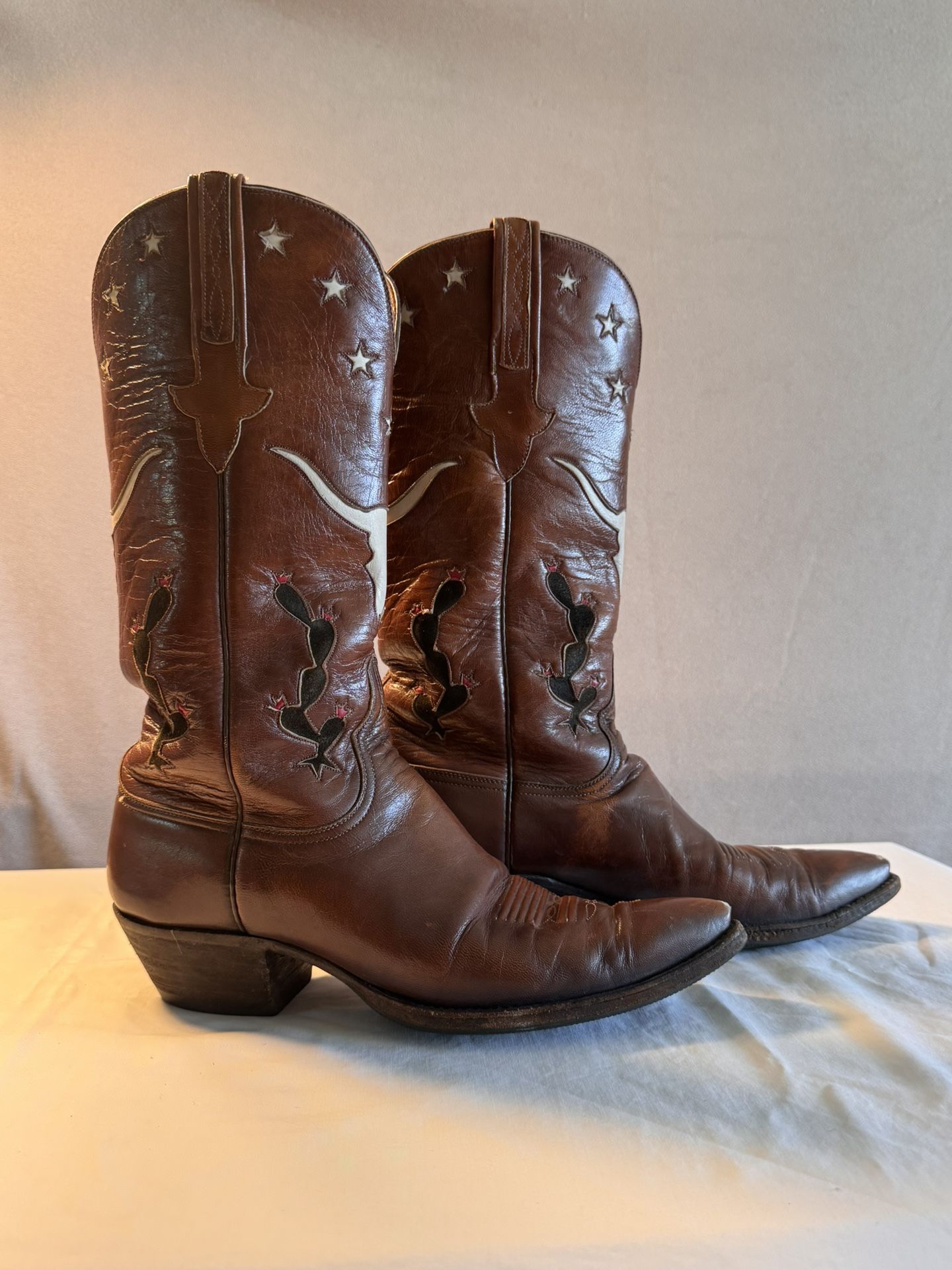 Lucchese Women’s Brown Leather Cowboy Boots Size 8.5