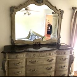 Beautiful Dresser With Mirror and Granite Top 