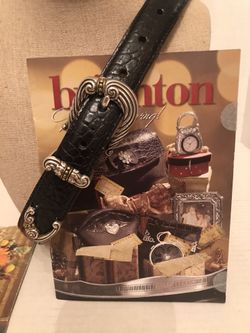 Womens Brighton Moc Croc Embossed Black Leather Belt size M 30 